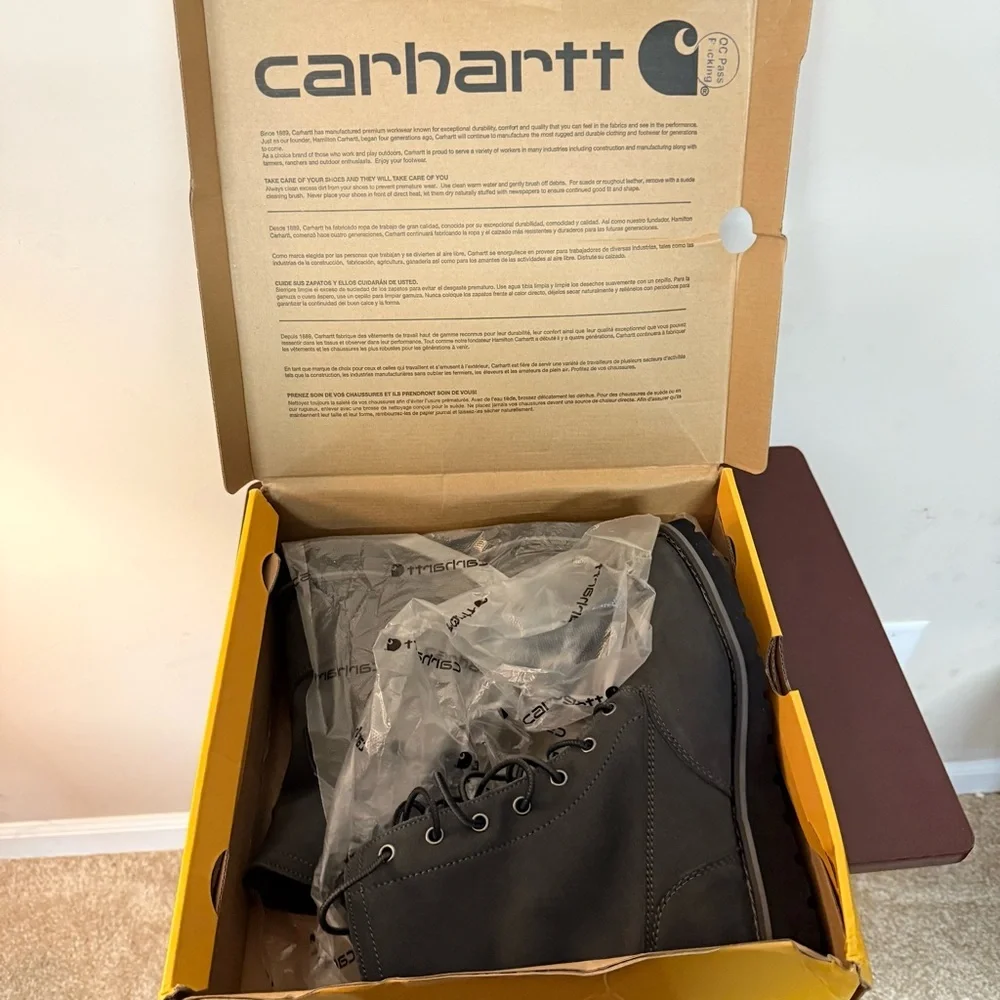 Carhartt Charcoal Gray Wedge Fold Down Lace-Up Boots NIB Sz 7 Ret $179.99
